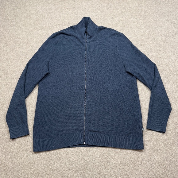 Ted Baker London Other - Ted Baker Jacket Mens 6 Blue Full Zip Long Sleeve Knit Bomber Slim Adult…